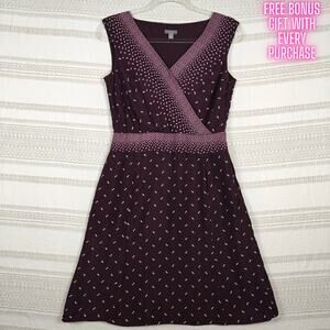 Ann Taylor Silk Plum Dress Size 4P Sleeveless Midi Good Condition